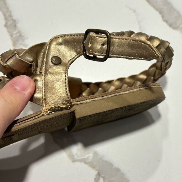 Kenneth Cole Reaction | Women’s Metallic Gold Braided Strappy Thong Sandals 9.5 - Picture 9 of 14